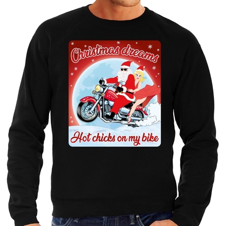 Foute kerstborrel trui / kersttrui christmas dreams zwart voor motorrijders voor heren