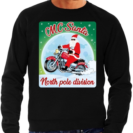 Foute kerstborrel trui / kersttrui MC Santa voor moterrijders zwart voor heren