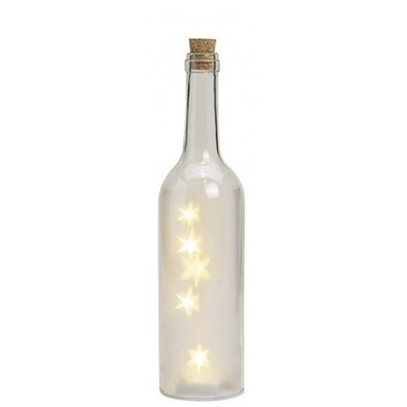 Luminous glass bottle with stars 29 x 7 cm