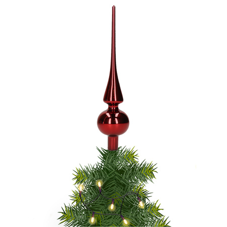 Glazen kerstboom piek/topper bordeaux rood glans 26 cm