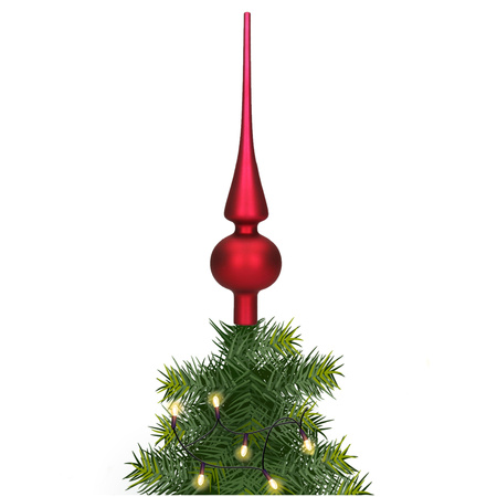 Glazen kerstboom piek/topper bordeaux rood mat 26 cm