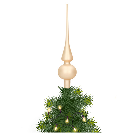 Glazen kerstboom piek/topper champagne mat 26 cm