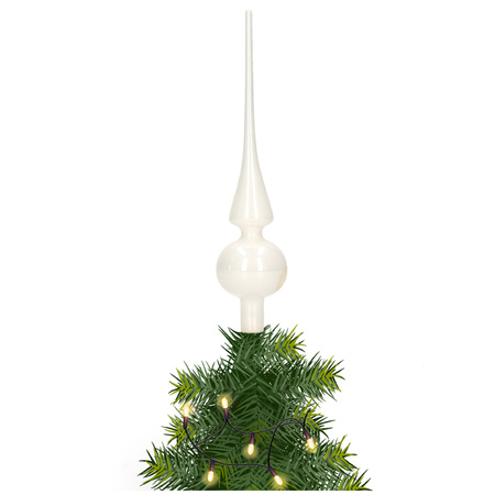 Glazen kerstboom piek/topper wit glans 26 cm