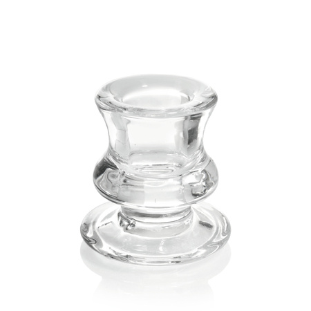 Glazen transparante kandelaar/kaarsenhouder voor dinerkaarsen 6 cm