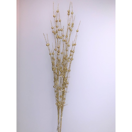 Glitter tak goud 76 cm decoratie kunstbloemen/kunsttakken met warm witte LED lichtjes