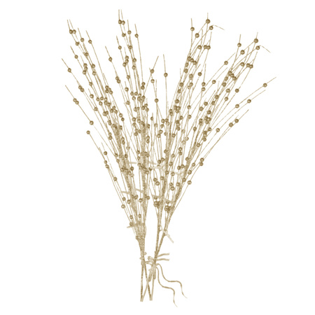 Gold glitter artificial flowers/branch 76 cm with LED lights