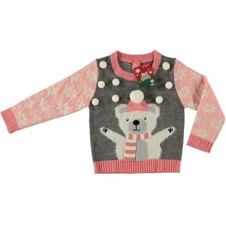Grey Christmas jumper polar bear for kids