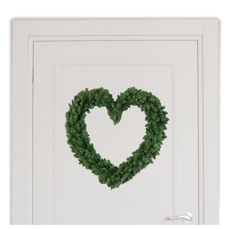 Door wreath heart shape green 50 cm