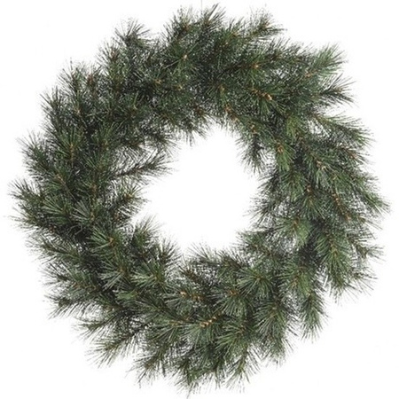 Christmas wreath green 60 cm plastic incl. door hanger