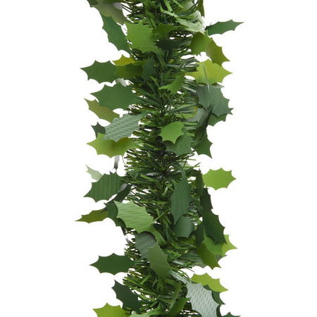 Groene kerstslinger met hulst bladeren 10 x 270 cm