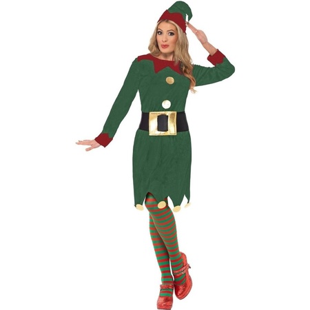 Kerstelf jurkje verkleed kostuum/outfit voor dames