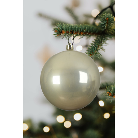 Decoris kerstbal - groot formaat - D14 cm - licht champagne - plastic