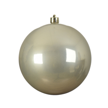 Decoris kerstbal - groot formaat - D14 cm - licht champagne - plastic