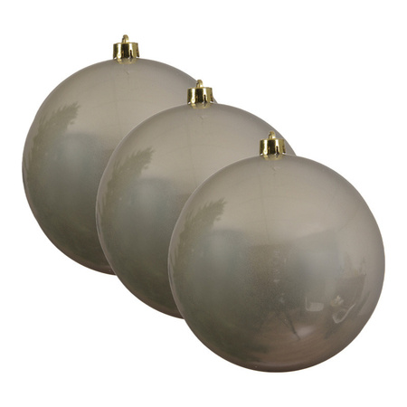 Decoris kerstbal - groot formaat - D20 cm - licht champagne - plastic