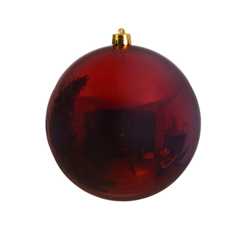 Large plastic christmas bauble dark red 25 cm