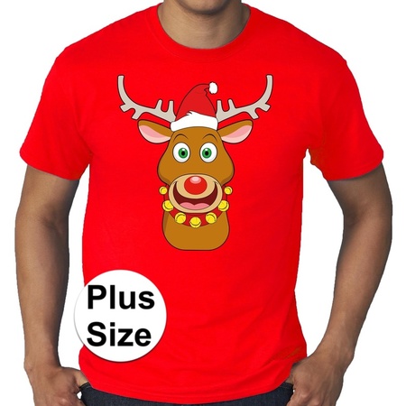 Plus size Fout kerstborrel shirt / kerst t-shirt Rudolf rendier rood voor heren