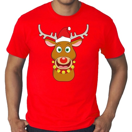 Plus size Fout kerstborrel shirt / kerst t-shirt Rudolf rendier rood voor heren