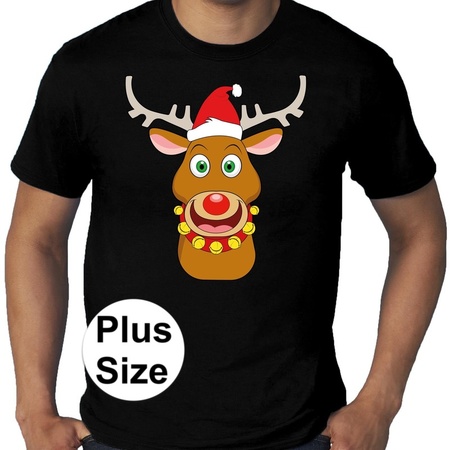 Plus size Fout kerstborrel shirt / kerst t-shirt Rudolf rendier zwart voor heren
