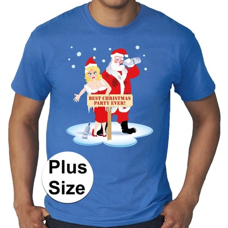 Plus size Christmas t-shirt Best christmas party ever blue men
