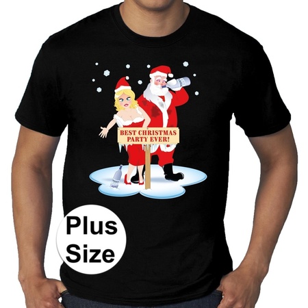 Plus size Fout kerstborrel shirt / kerst t-shirt Best christmas party ever zwart voor heren
