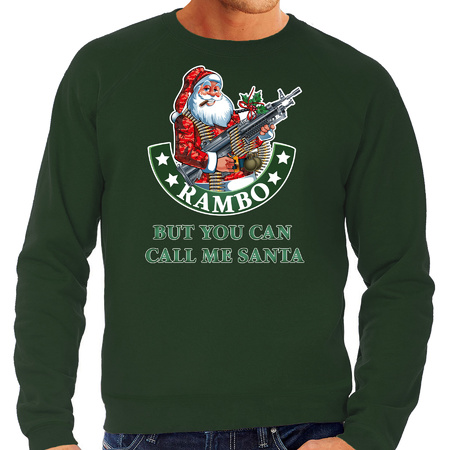 Groene foute Kersttrui / Kerstkleding Rambo but you can call me Santa voor heren grote maten