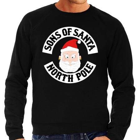 Plus size Foute kerstborrel trui / kersttrui Sons of Santa North pole zwart voor heren