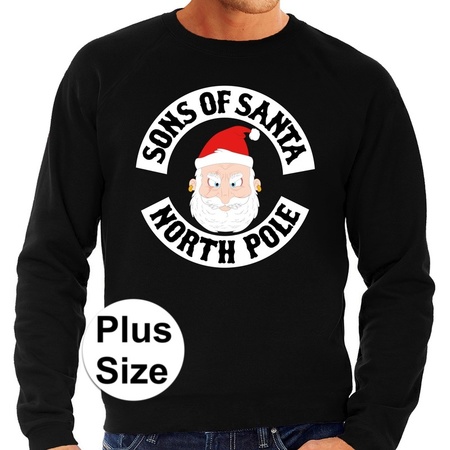Plus size Foute kerstborrel trui / kersttrui Sons of Santa North pole zwart voor heren