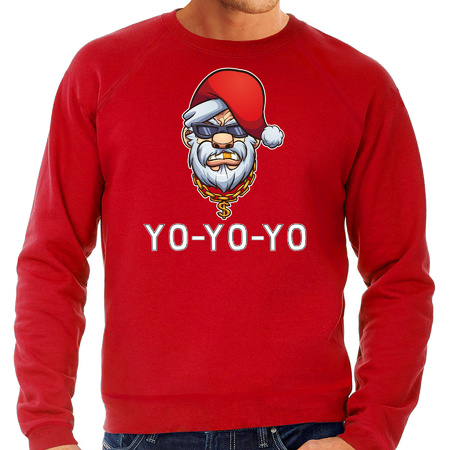 Rode Kerstsweater / Kerstkleding Gangster / rapper Santa voor heren grote maten