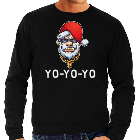 Zwarte Kerstsweater / Kerstkleding Gangster / rapper Santa voor heren grote maten