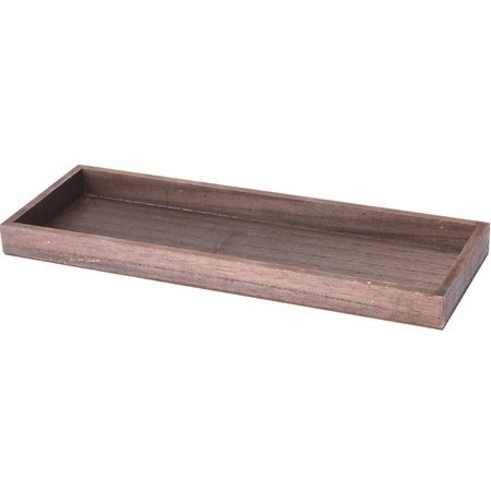 Wooden plate/candle platter rectangle L40 x B14 x H3 cm brown