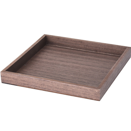 Wooden plate/candle platter square L25 x B25 x H3 cm dark brown