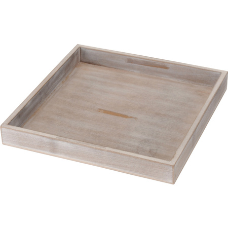 Wooden plate/candle platter square L25 x B25 x H3 cm grey wash