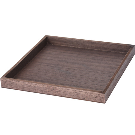 Wooden plate/candle platter square L30 x B30 x H3 cm dark brown