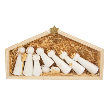 Houten kerststal/kerststalletje inclusief houten poppetjes 24 cm