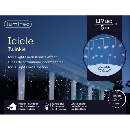 Christmas lights LED cool white icicle 119 l