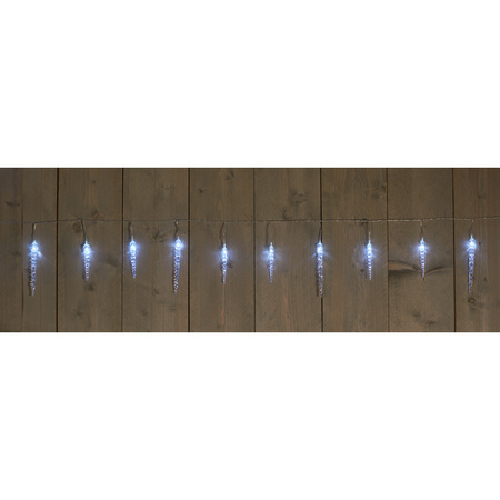 IJspegelverlichting transparant lichtsnoeren met 40 witte lampjes inclusief dakgoot haakjes