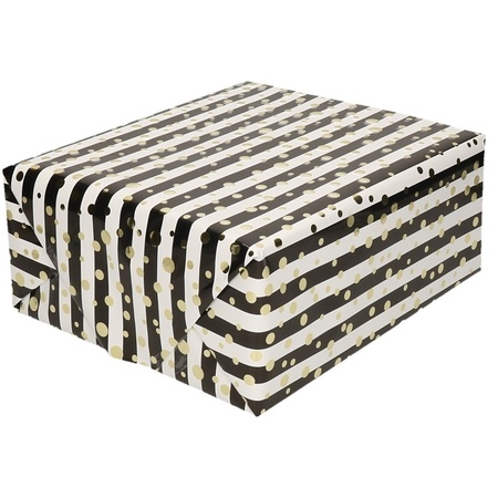 Wrapping paper metallic white/black/gold 70 x 150 cm