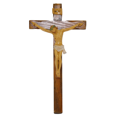 Jezus aan kruis beeld voor aan de muur 25 x 13 cm