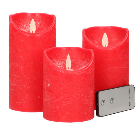 Candle set 3 red LED candles with remote control