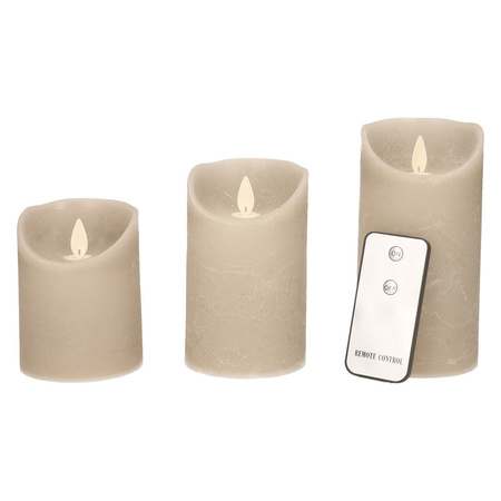 Candle set 3 taupe LED candles with remote control