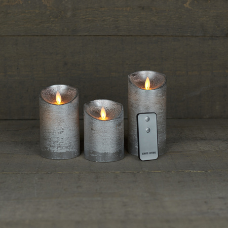 Candle set 3x silver LED candles with remote control