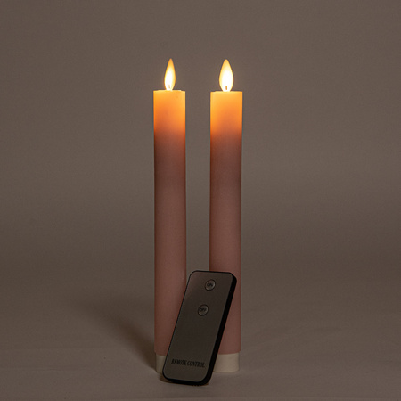 Candle set 2x pcs Led candles light pink with remote control 23 cm