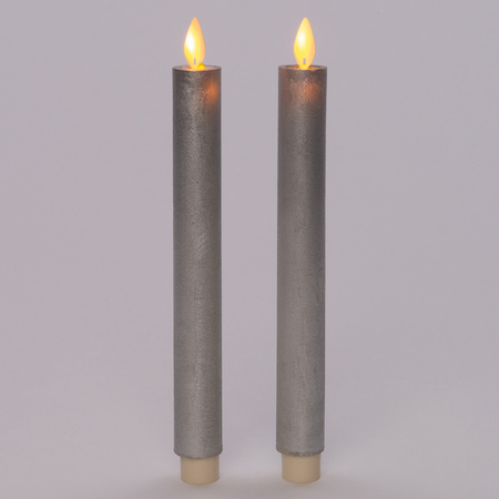 Candle set 2x pcs Led candles silver with remote control 23 cm
