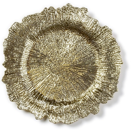 Candle charger plate/platter gold asymmetric 33 cm round