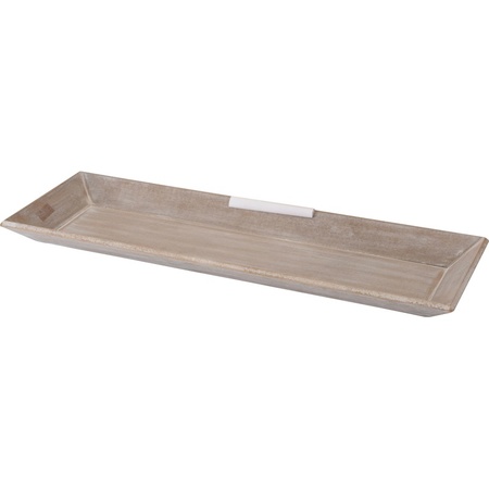 Candle charger plate/platter wood white 20 x 60 cm rectangle