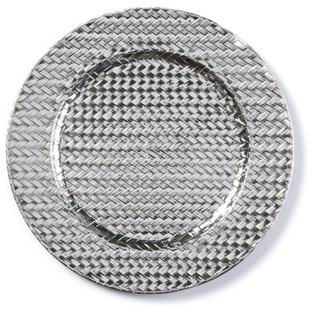 Ronde zilveren gevlochten onderzet bord/kaarsonderzetter 33 cm