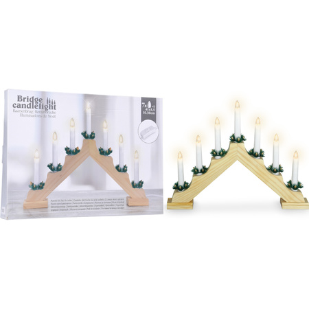 Kaarsenbrug van hout met LED verlichting 41 x 5,5 x 30 cm