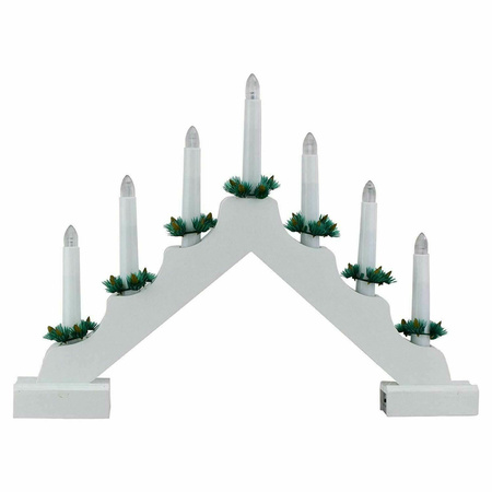 Kaarsenbrug wit met LED verlichting warm wit 7 lampjes 42 cm