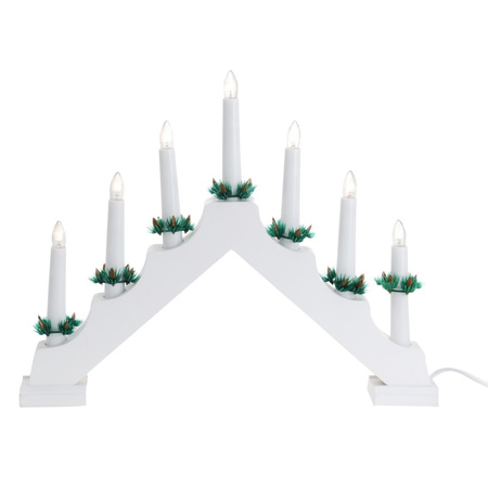 Candle bridge white with LED lights 39,5 x 5 x 31 cm