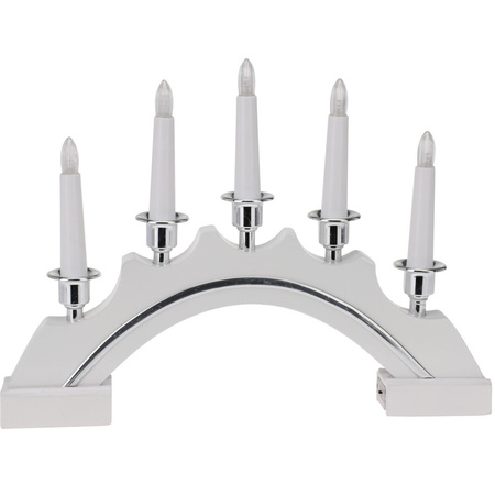 Kaarsenbruggen - 2x stuks - LED verlichting - wit/zilver - 37 cm
